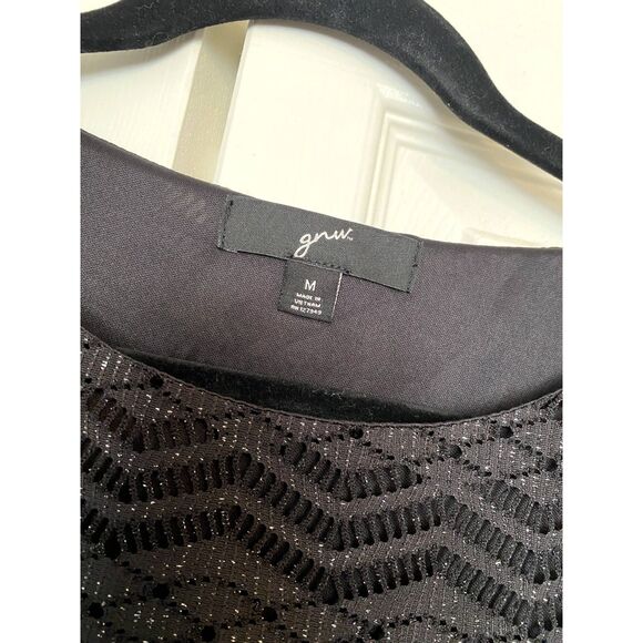 GNU NWT Black Sparkle Fringe Crochet Shift Dress, Size Medium, MSRP $60 - Picture 6 of 9